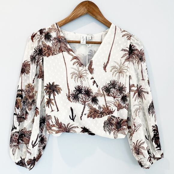 Joie Tops - Joie Palm Desert Faux Wrap Blouse Cream Brown Small NEW